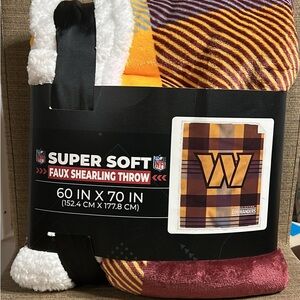 NFL Washington Commanders Faux Shearling Throw Blanket - Burgundy and Gold 60x70